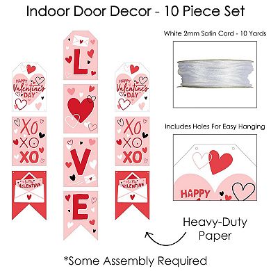 Big Dot of Happiness Happy Valentine's Day - Hanging Vertical Paper Door Banners - Valentine Hearts Party Wall Decoration Kit - Indoor Door Decor