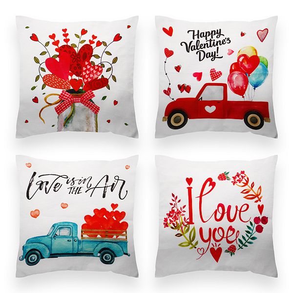 G128 18 X 18 In Valentine's Day Love Heart Waterproof Pillow Covers