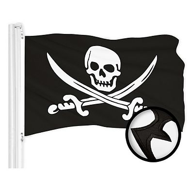 G128 3x5ft Combo American Pirate Jolly Roger Swords Embroidered 300d Polyester Brass Grommets Flag