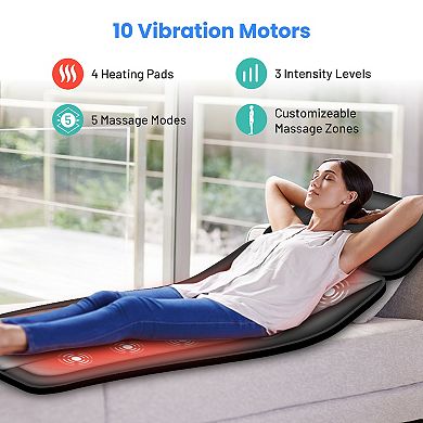 Snailax Body Massage Mat With Movable Shiatsu Neck Massage Pillow, Back Heating Massage Pad For Pain