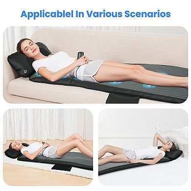 Snailax Body Massage Mat With Movable Shiatsu Neck Massage Pillow, Back Heating Massage Pad For Pain