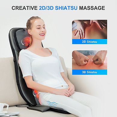 Snailax Shiatsu Neck Back Massager With Heat, Deep Tissue Massage Chair Pad, Gel Modes Seat Massage