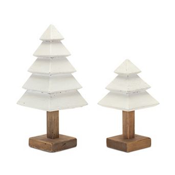 Tiered Wood Pine Tree (set Of 2)