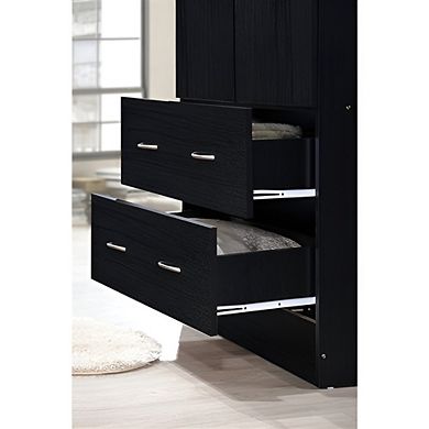 Black Wardrobe Armoire with 2 Doors, Hanging Rod, and 2 Drawers Bedroom Closet Storage 72 inches