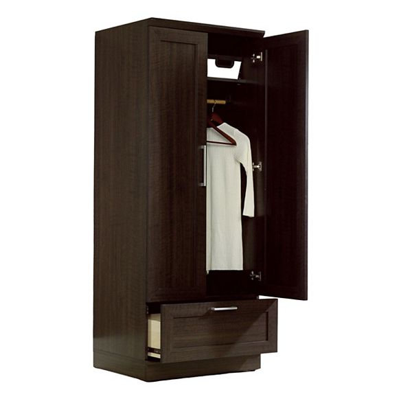 Bedroom Wardrobe Armoire Cabinet In Dark Brown Oak Wood Finish