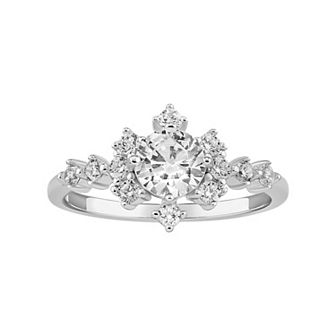 PRIMROSE Sterling Silver Cubic Zirconia Starburst Ring
