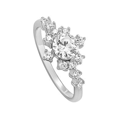 PRIMROSE Sterling Silver Cubic Zirconia Starburst Ring