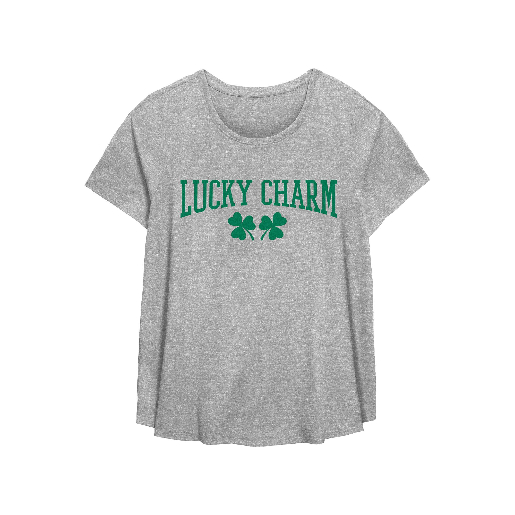 Plus Size Lucky Charm Graphic Tee, Girls, Size: 5XL, Grey Gray