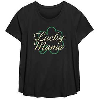 Plus Size Lucky Mama Graphic Tee