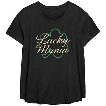 Plus Size Lucky Mama Graphic Tee