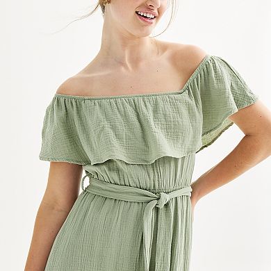 Juniors' Almost Famous Flounce Tiered Maxi Dress