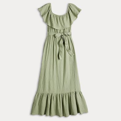 Juniors' Almost Famous Flounce Tiered Maxi Dress