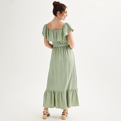Juniors' Almost Famous Flounce Tiered Maxi Dress