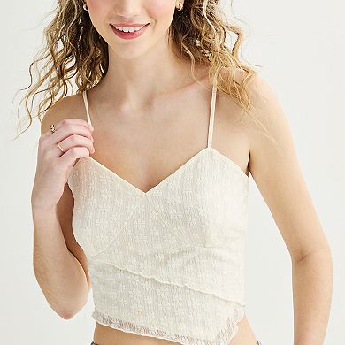 Juniors' Love, Fire Tiered Lace Trimmed Asymmetrical Tank Top