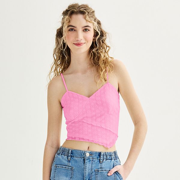 Juniors' Love, Fire Tiered Lace Trimmed Asymmetrical Tank Top