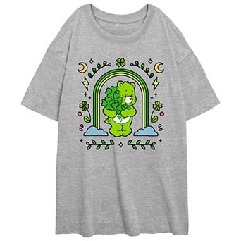 Juniors' Care Bears Green Rainbow Oversize Graphic Tee