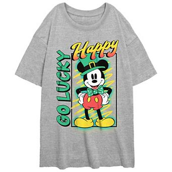 Disney's Mickey Mouse Go Lucky Juniors' Oversize Graphic Tee