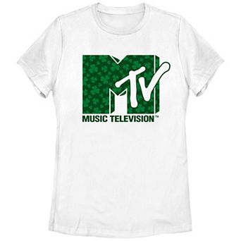 Juniors' MTV Clover Print Logo Graphic Tee