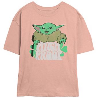 Juniors' The Mandalorian Grogu Pinch Proof Skimmer Graphic Tee