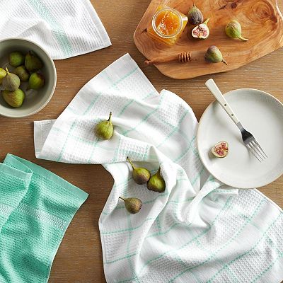 Martha Stewart everyday テーブルクロス オーバーレイ Martha Stewart Modern Waffle 6-Pack Kitchen Towel Set