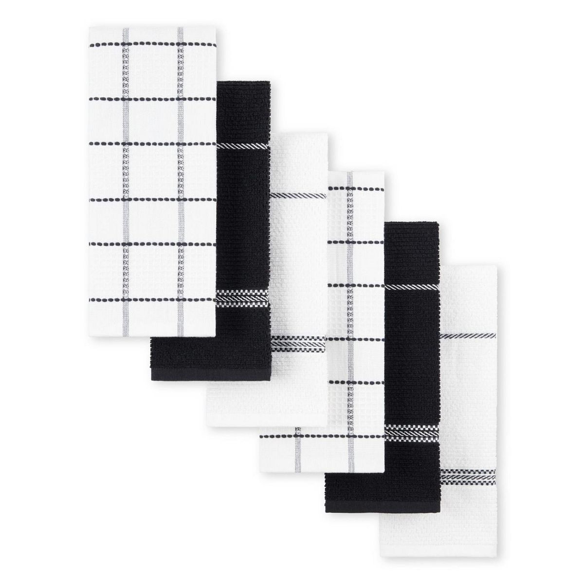 Martha Stewart Modern Waffle 6-Pack Kitchen Towel Set - Black