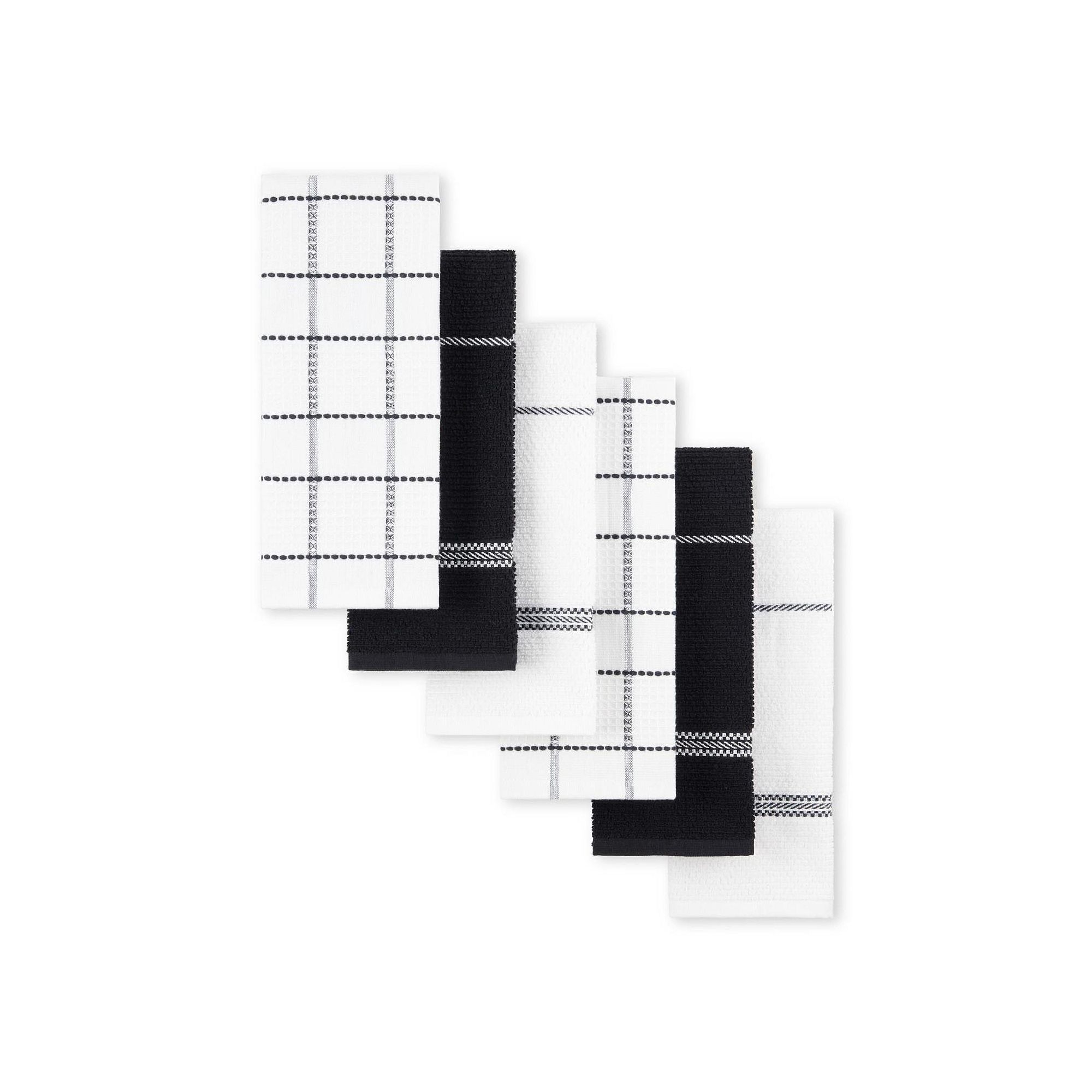Martha Stewart Modern Waffle 6-Pack Kitchen Towel Set, Black