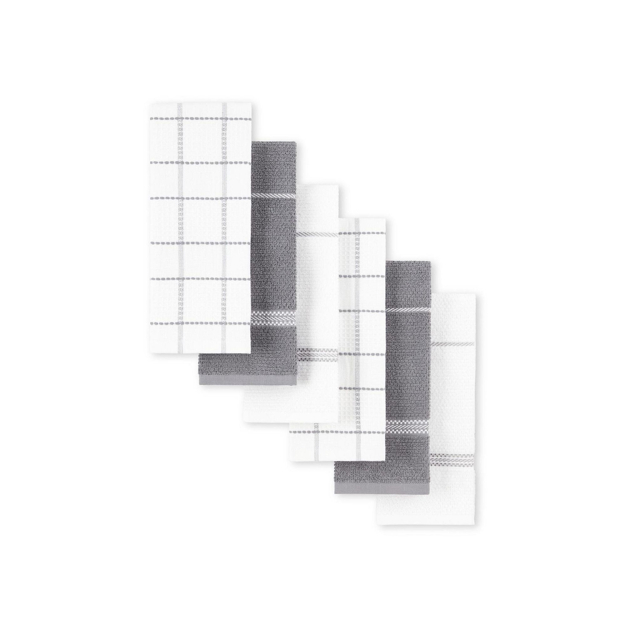 Martha Stewart Modern Waffle 6-Pack Kitchen Towel Set, Gray