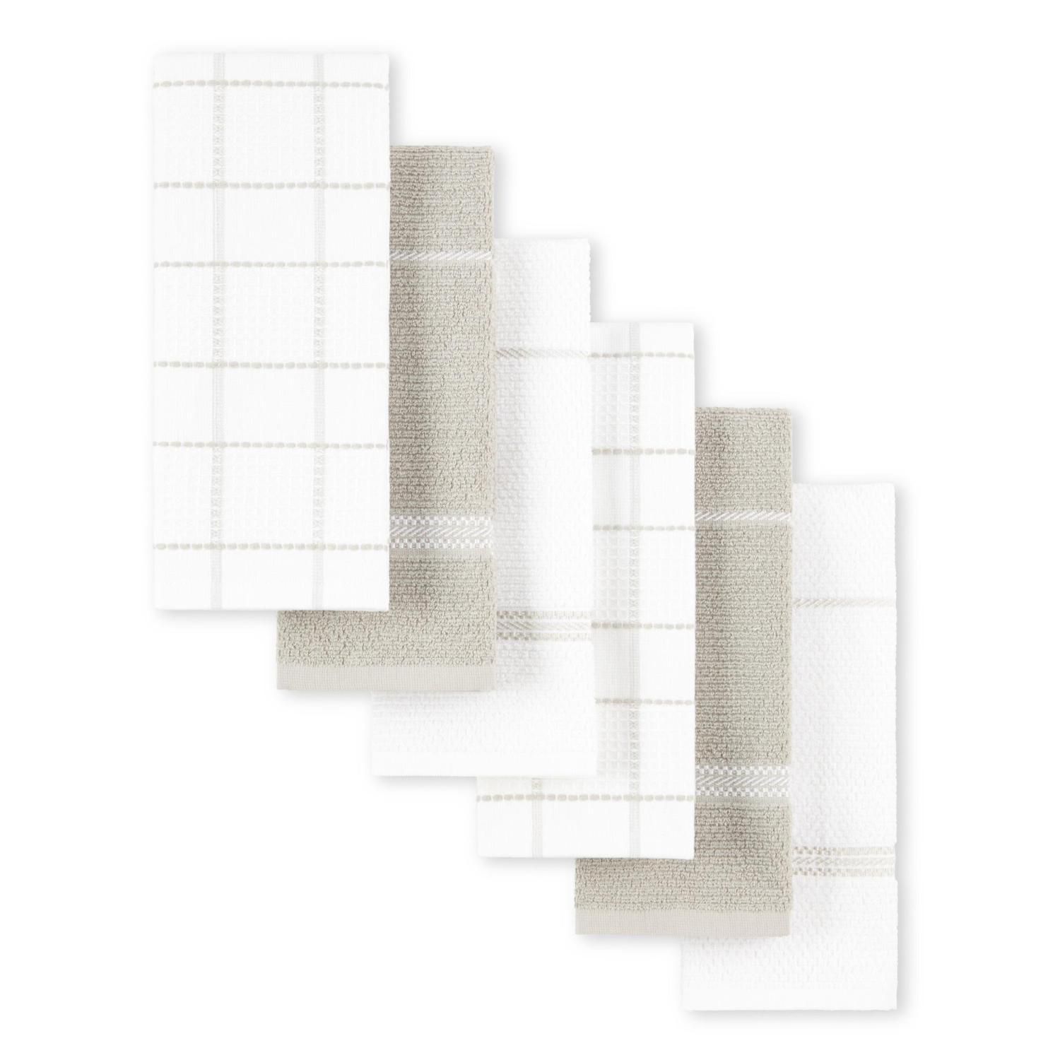 Martha Stewart Küchenhandtuch-Set – 6-teilig, Waffel- Und Streifen-Design, 40,6 X 71,1 Cm, 100 % Baumwolle