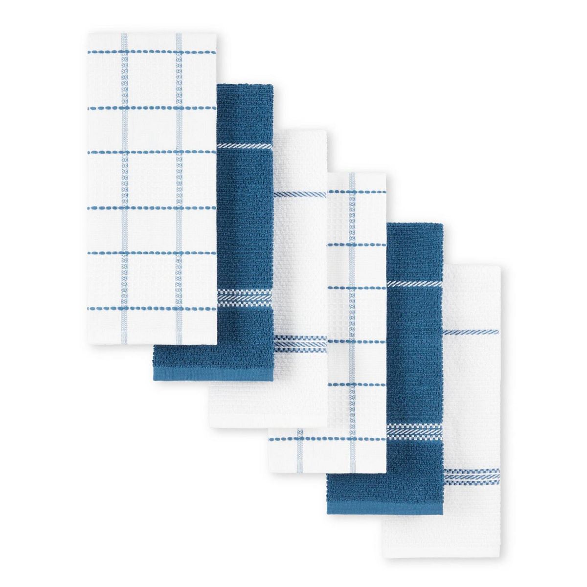 Martha Stewart Modern Waffle 6-Pack Kitchen Towel Set - Navy Blue