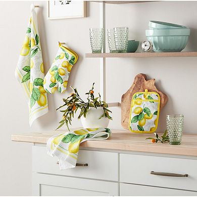 Martha Stewart Lots Of Lemons 4-Pack Kitchen Towel, Oven Mitt & Potholder Set