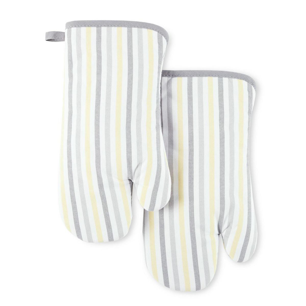 Martha Stewart 2-Pack Striped Oven Mitt Set - Gray Yellow