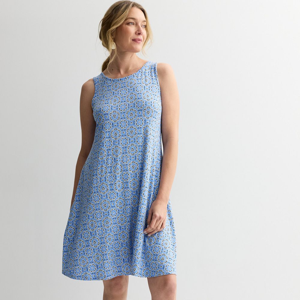 Sleeveless Dresses Fitted Swing Dress Defined Waist Sleeveless Midi Dress  Flowing A-Line Swing Dress For
