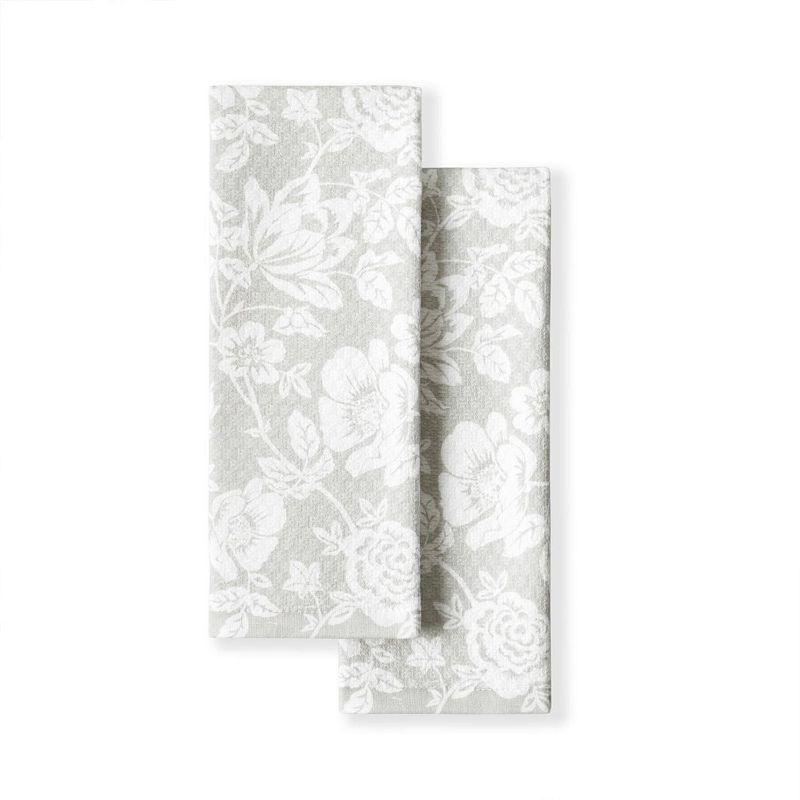 Martha Stewart Dual Purpose 2-Pack Kitchen Towel Set, Light Gray