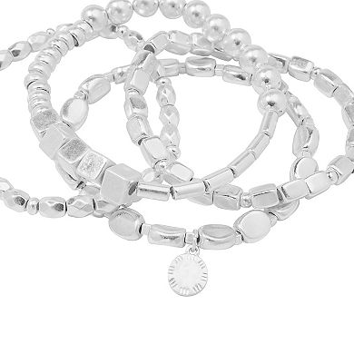 Sonoma Goods For Life® 4-Piece Silver Tone Multi-Shape Beaded Bracelet Set