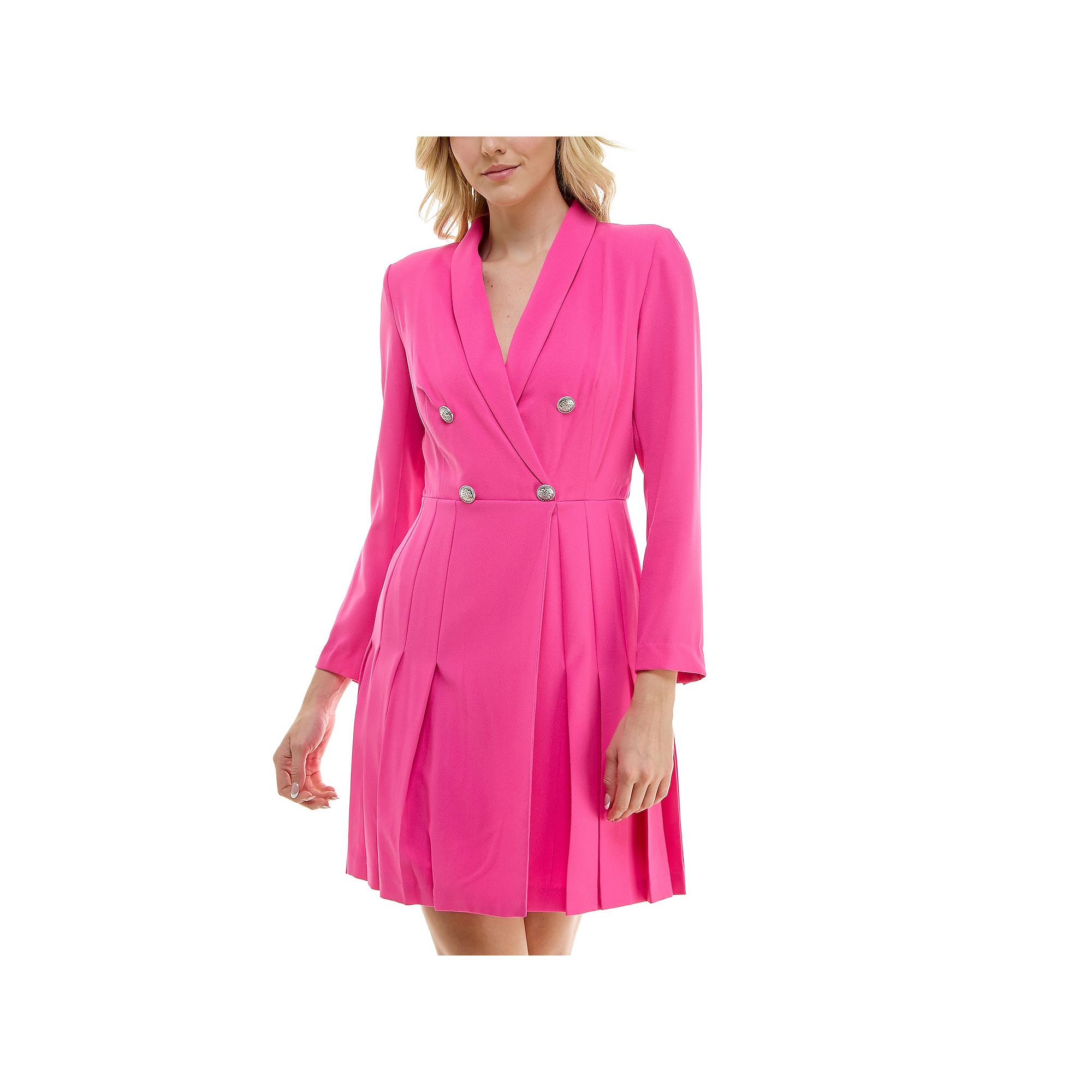 Womens Taylor Pleated Skirt Crepe Dress, Size: 4, Azalea