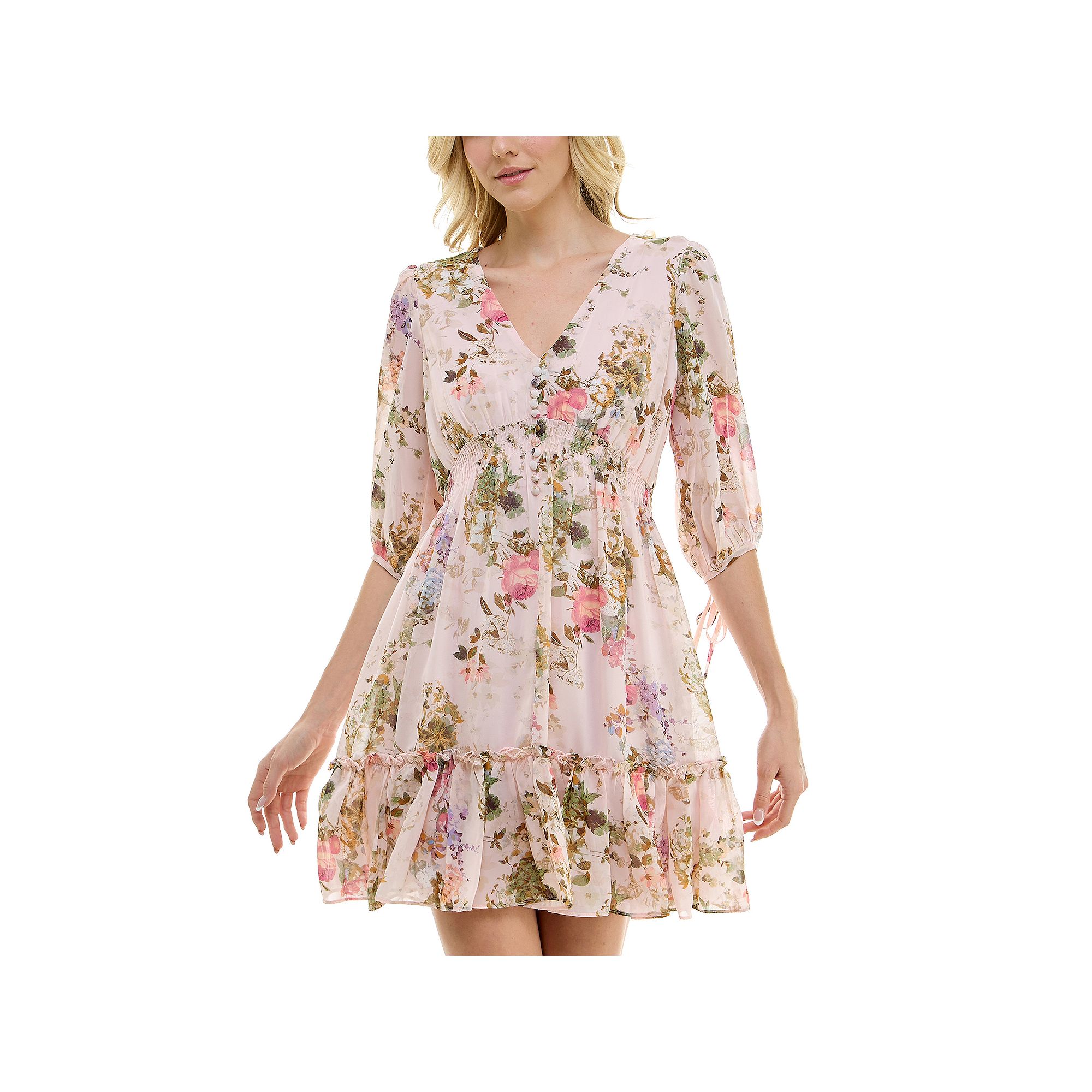 Womens Taylor Fit & Flare V-Neck Mini Dress, Size: 4, Primerose Purple