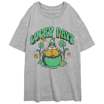 Juniors' Lucky Dayz Oversize Graphic Tee