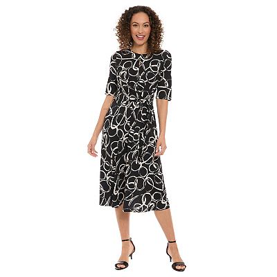 elbow sleeve fit and flare dress Surplice Elbow Sleeve Wrap Midi Dress – Fashion Unlimited main image 0
