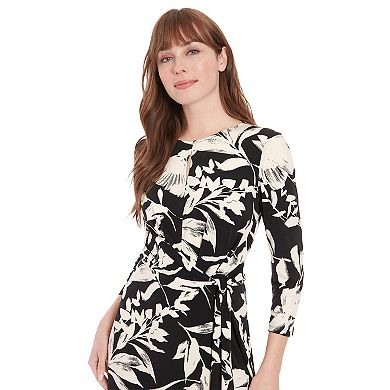 Women's London Times Floral Side Tie Fit & Flare Dress