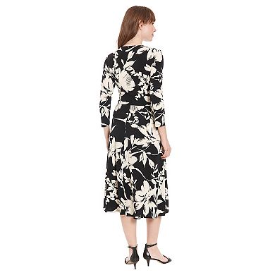 Women's London Times Floral Side Tie Fit & Flare Dress