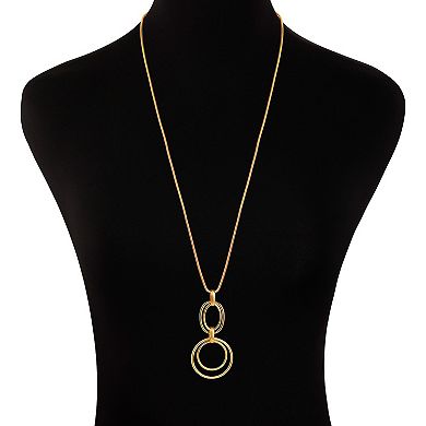 Emberly Polished Oval & Circle Pendant Snake Chain Necklace