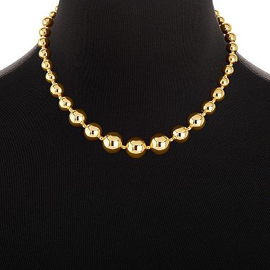 Emberly Gold Tone Graduated Polished Beads Necklace
