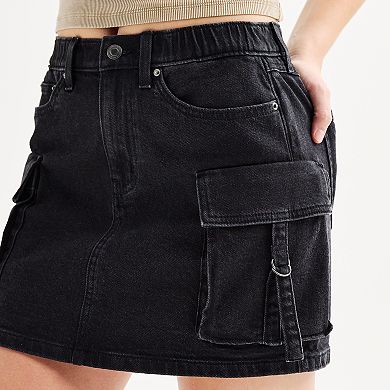 Juniors' SO® Denim Cargo Mini Skirt
