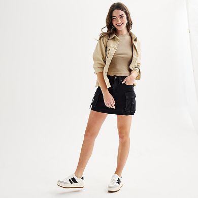 Juniors' SO® Denim Cargo Mini Skirt