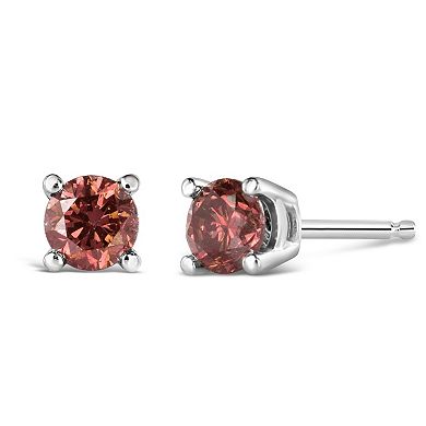 Haus of Brilliance 14k Gold 1/2 Carat T.W. Lab-Grown Pink Diamond Solitaire Stud Earrings