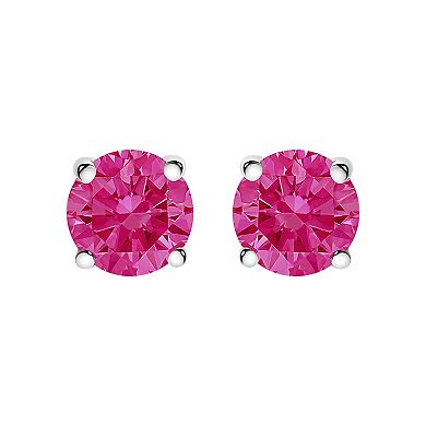 Haus of Brilliance 14k Gold 1/2 Carat T.W. Lab-Grown Pink Diamond Solitaire Stud Earrings