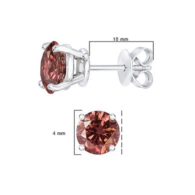 Haus of Brilliance 14k Gold 1/2 Carat T.W. Lab-Grown Pink Diamond Solitaire Stud Earrings