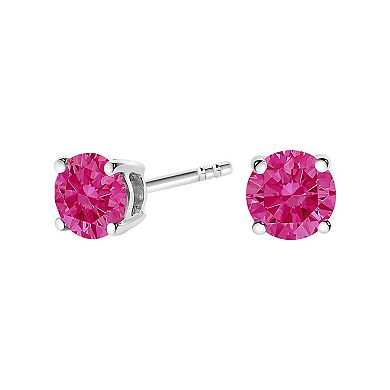 Haus of Brilliance 14k Gold 1/2 Carat T.W. Lab-Grown Pink Diamond Solitaire Stud Earrings