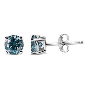 Haus of Brilliance 14k Gold 1/2 Carat T.W. Lab-Grown Blue Diamond Solitaire Stud Earrings