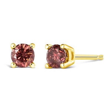 Haus of Brilliance 14k Gold 1 Carat T.W. Lab-Grown Pink Diamond Solitaire Stud Earrings